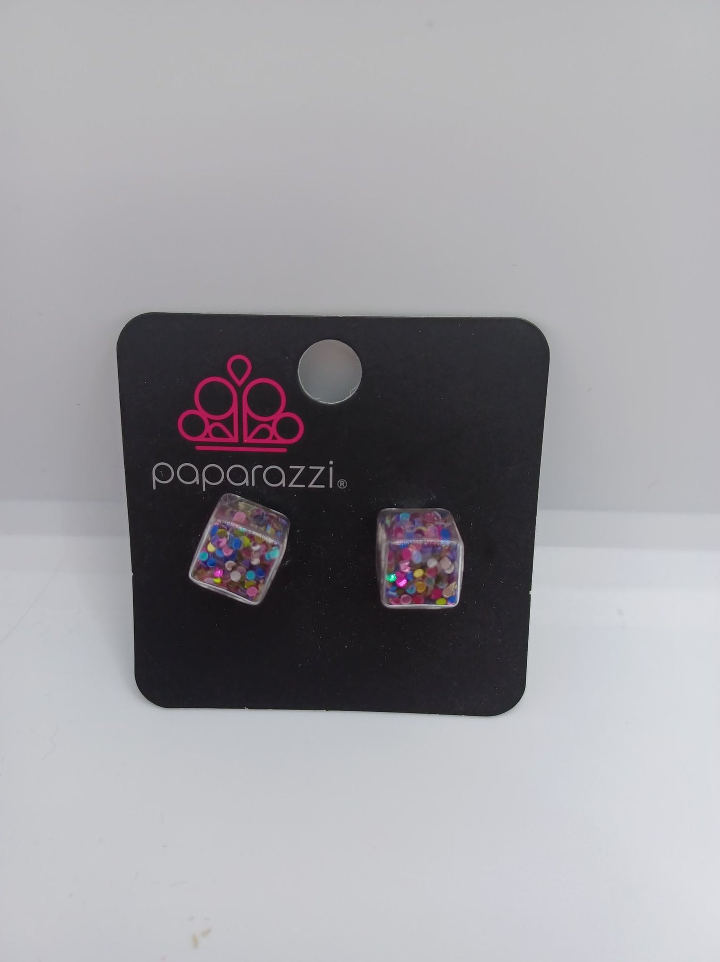 Multicolored Square Confetti Glitter Earrings