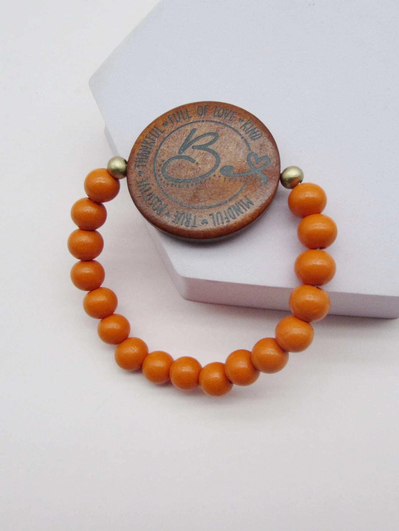 "Be <3" Orange Inspirational Stretch Bracelet