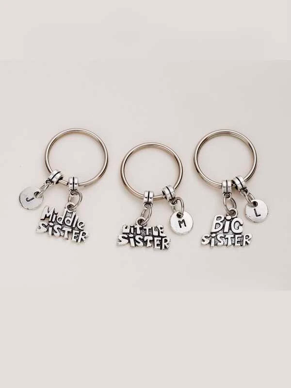Little Sister, Middle Sister, Big Sister Keychain Set