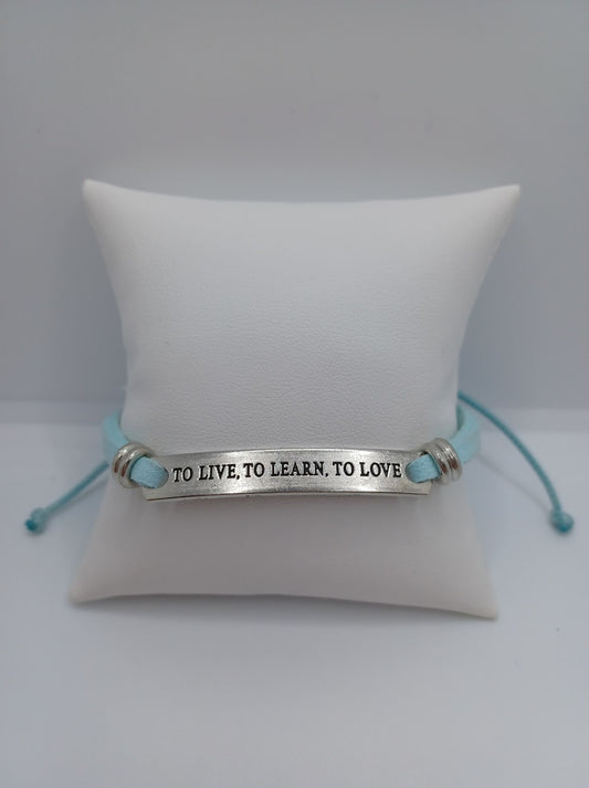 Blue Urban Pull "To live. To learn. To love." Bracelet