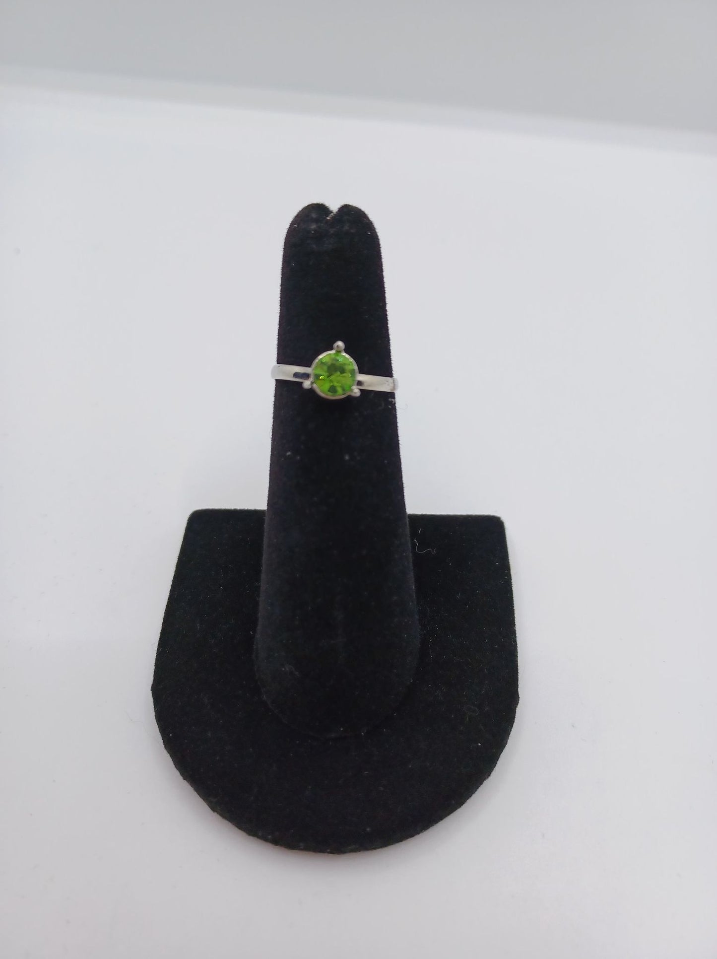 Silver Ring w/ Green Rhinestone