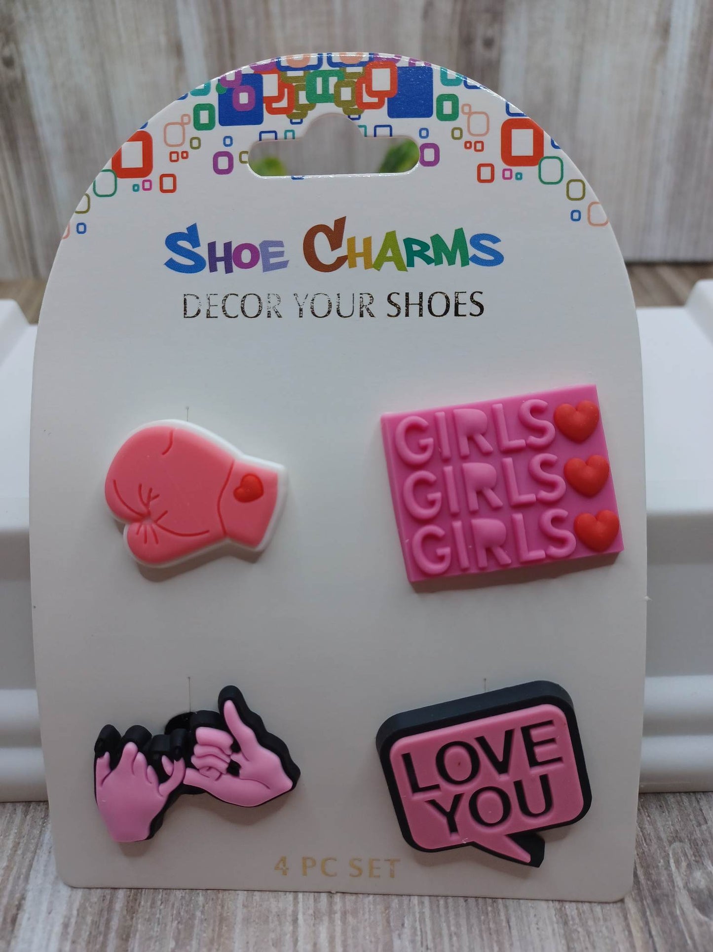Boxing Glove, Girls girls girls, Pinky Promise & Love You Shoe Charm Accessory Set