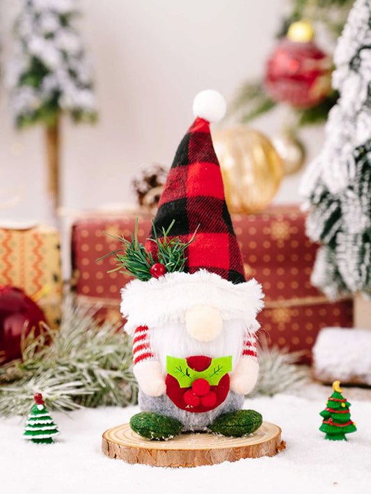 Christmas Gnome Holding Holly