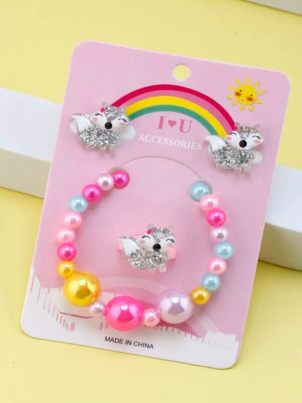 Silver Fox Bracelet, Earrings, & Ring Set