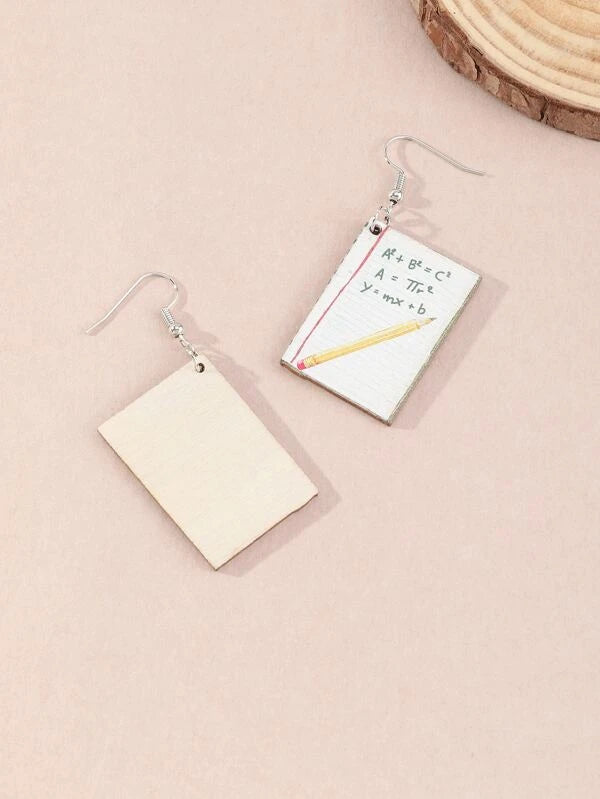 Math Equation Wooden Earrings