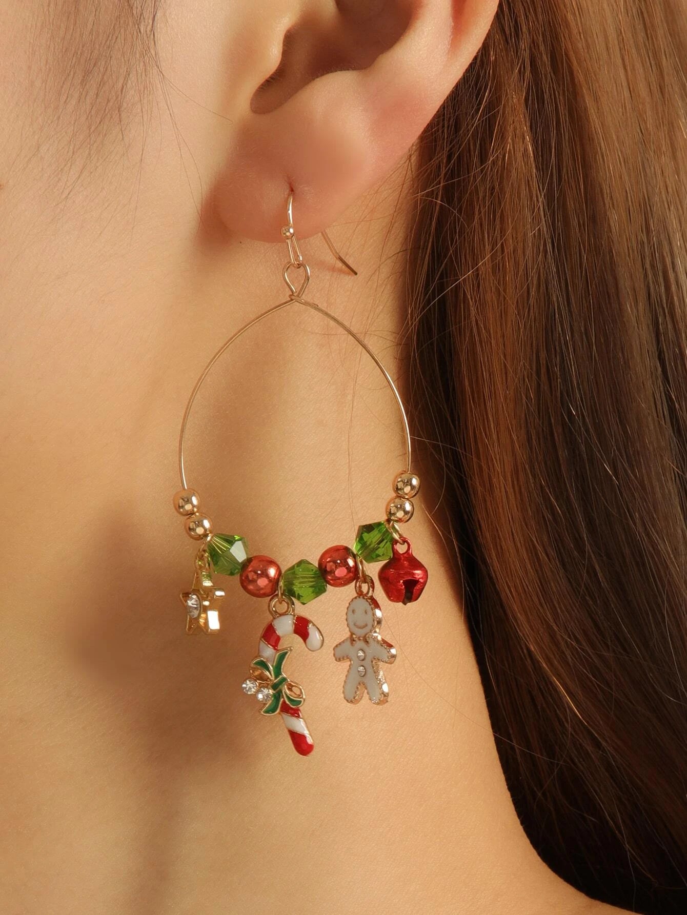 Christmas Charm Earrings - Gingerbread, Candy Cane, & Star