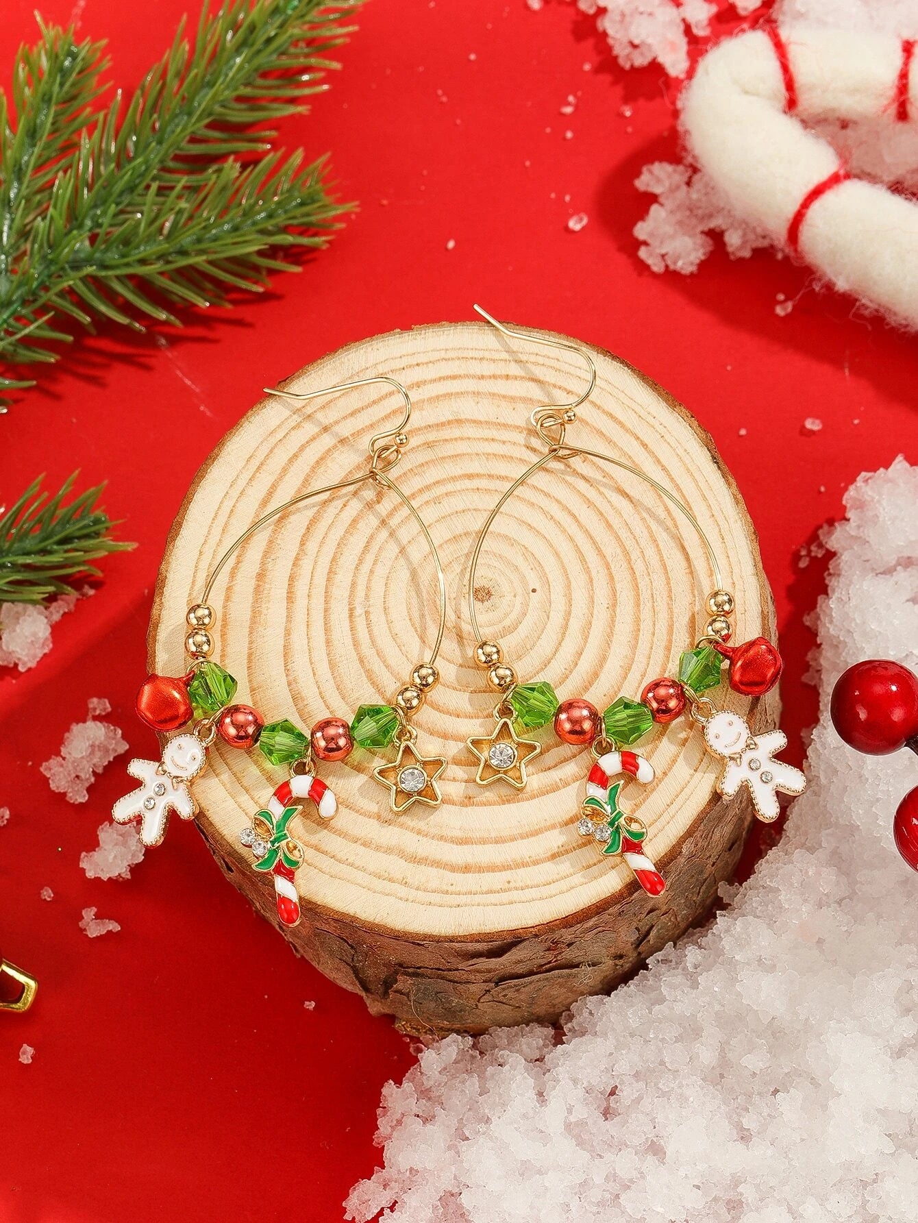 Christmas Charm Earrings - Gingerbread, Candy Cane, & Star