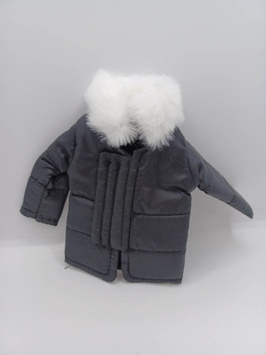 Black Puffy Jacket w/ White Collar for Dolls