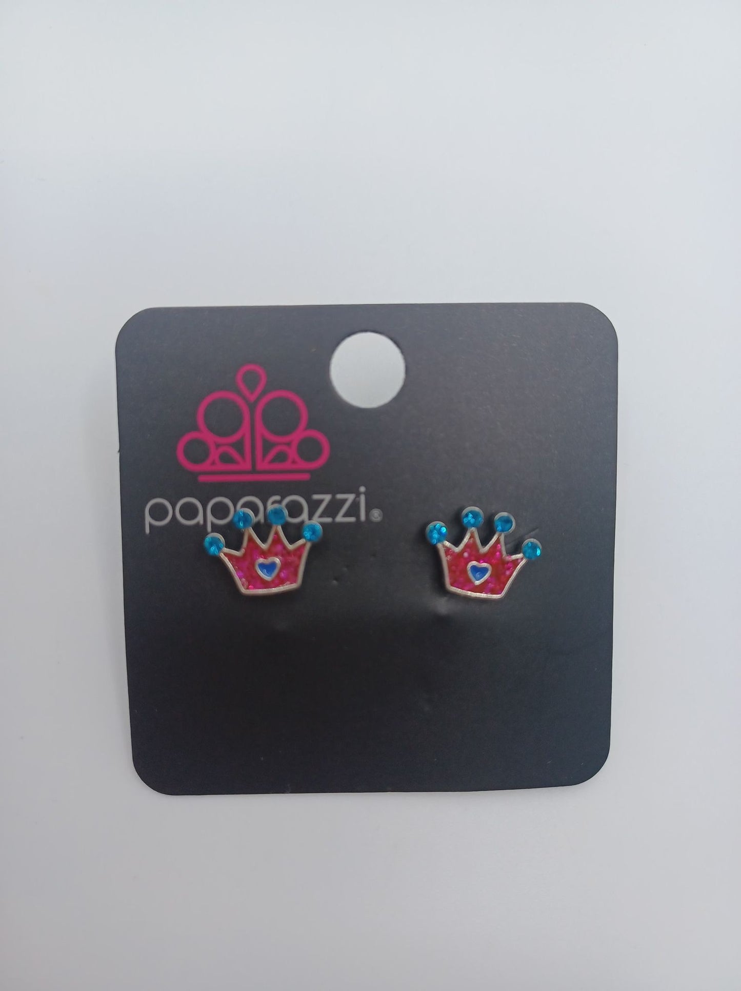 Blue & Pink Princess Crown Earrings