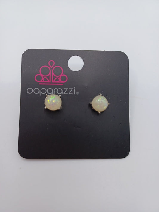 White Iridescent Glitter Earrings