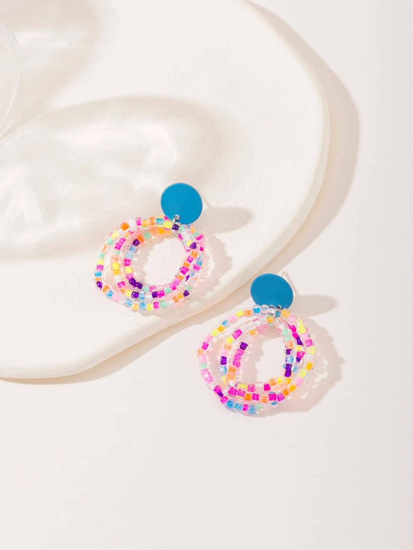 Seabeaded Triple Layered Post Earrings