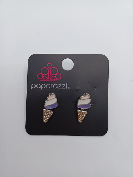 Pink, White, & Purple Ice Cream Earrings