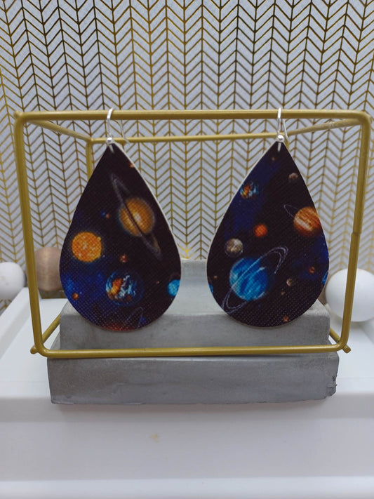 Solar System Leather Style Earrings