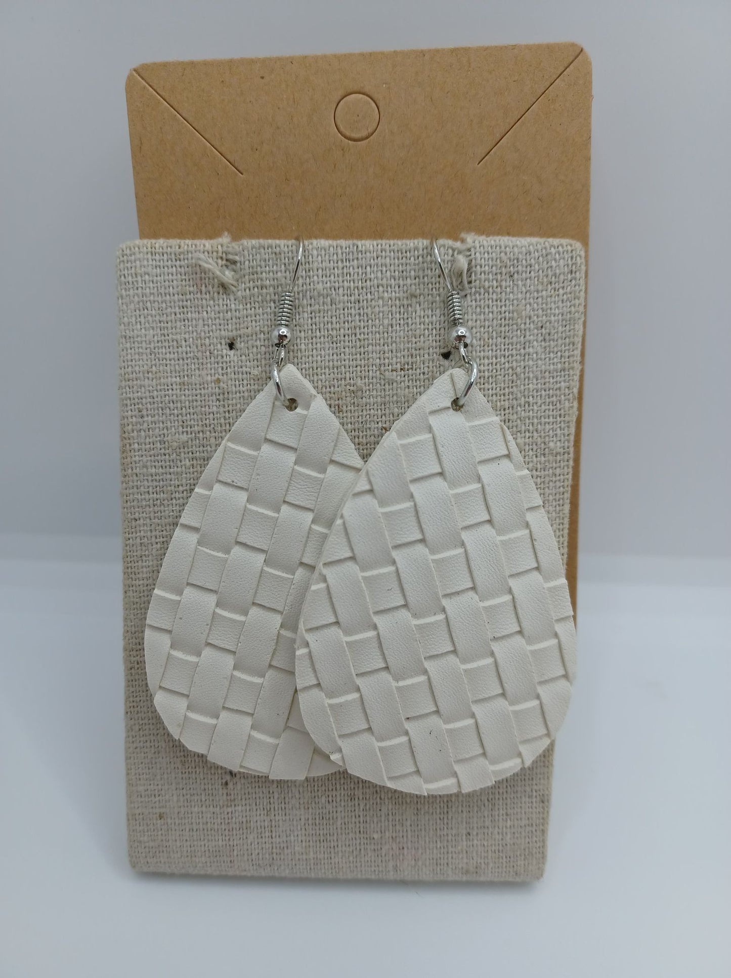 Basket Weave Leather Style Earrings