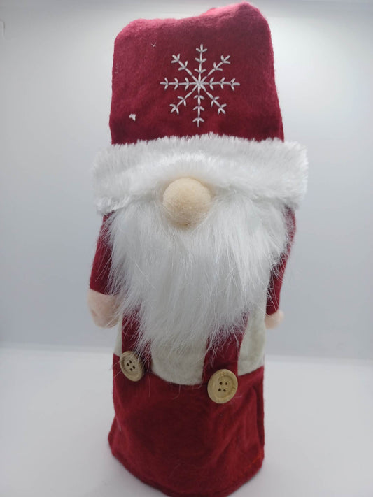 Red Gnome w/ Buttons Wine Bottle Holder