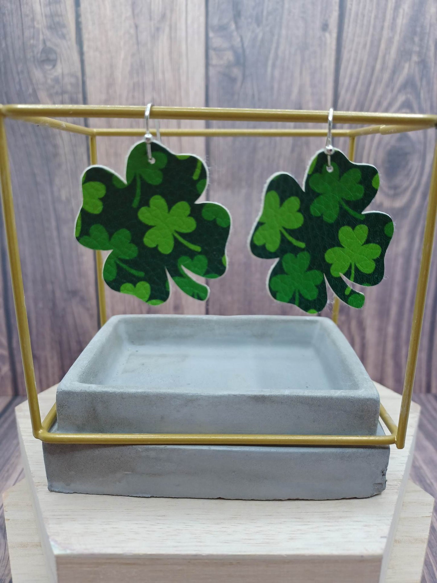 Green Shamrock Patterned Earrings