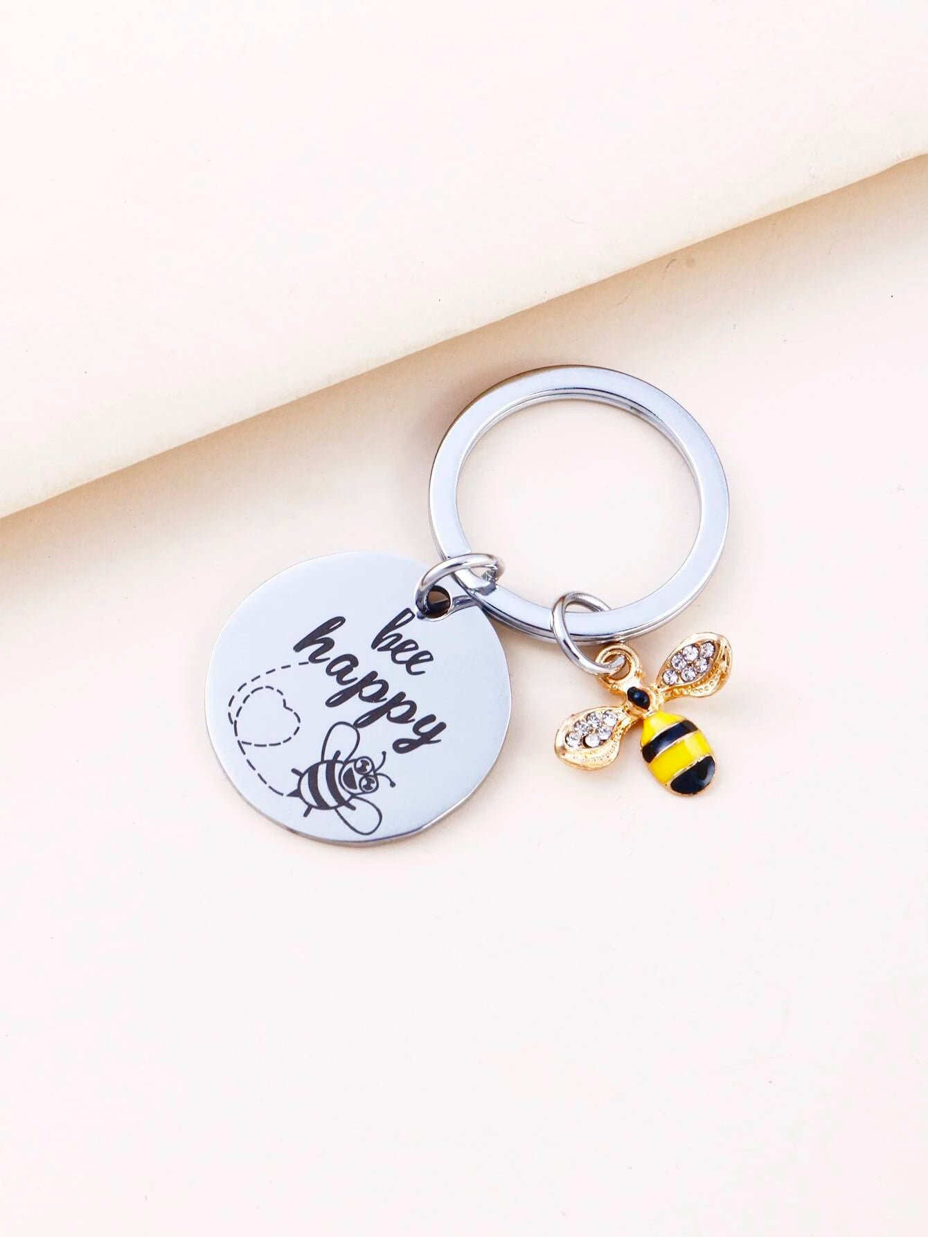 "Bee Happy" Keychain w/ Bee Charm
