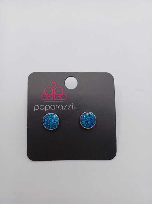 Blue Glitter Rounded Earrings