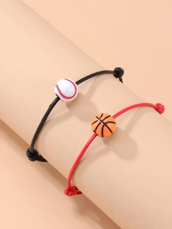 Baseball & Basketball Adjustable Bracelet Set