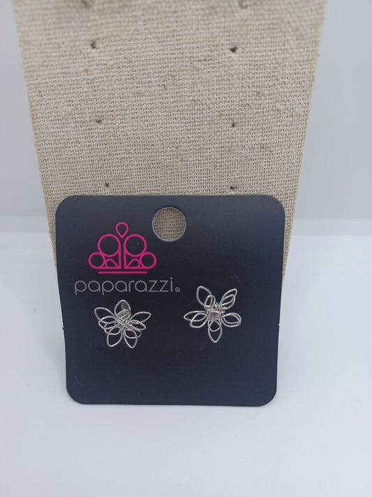 Silver Wired Flower Earrings