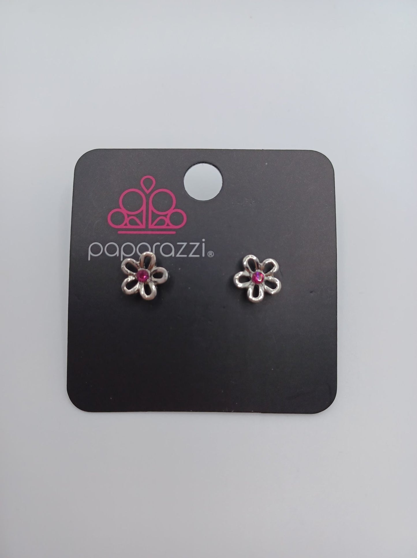 Dainty Flower Earrings w/ Pink Rhinestones