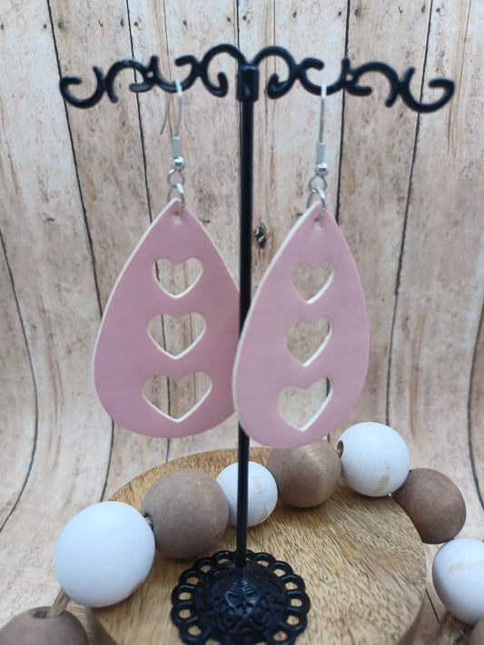 Pink Heart Cutout Earrings