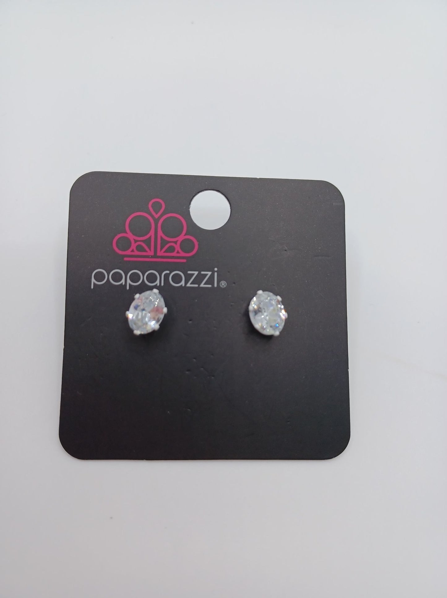 White Oval Rhinestone Earrings