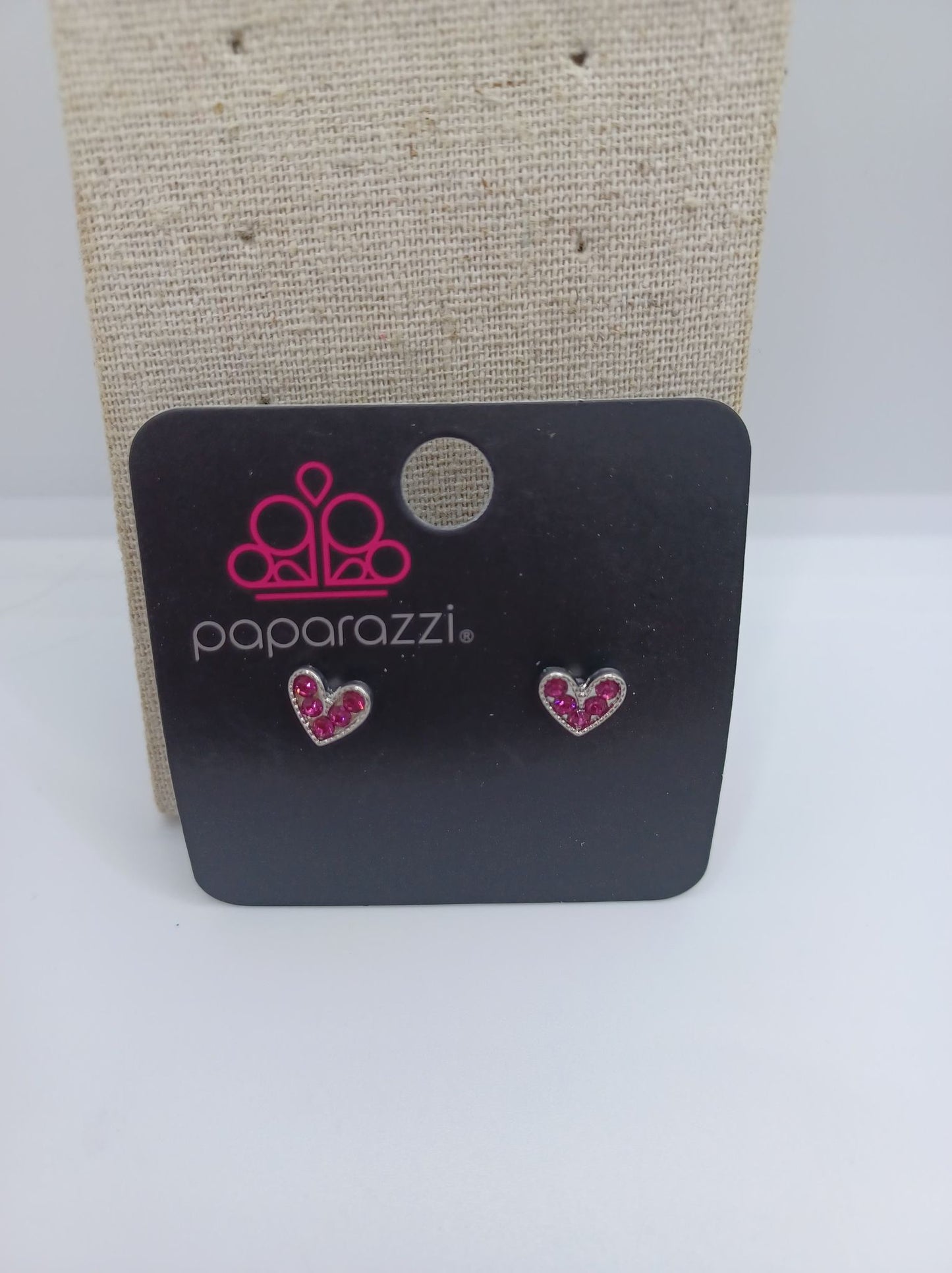 Hot Pink Rhinestone Heart Earrings