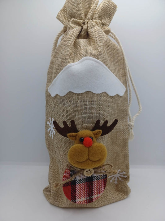 Brown Reindeer Wine Bottle Decorative Item