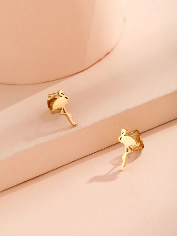 Gold Flamingo Earrings