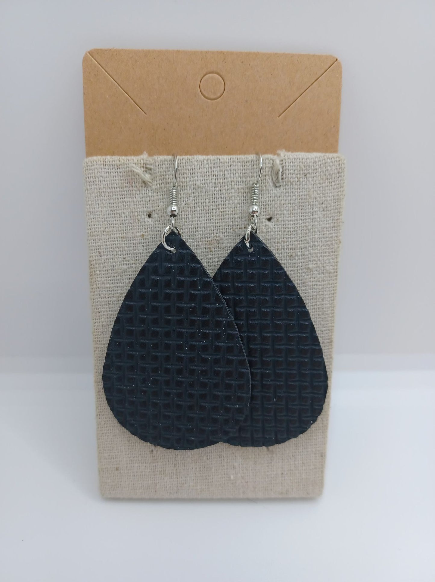 Basket Weave Leather Style Earrings