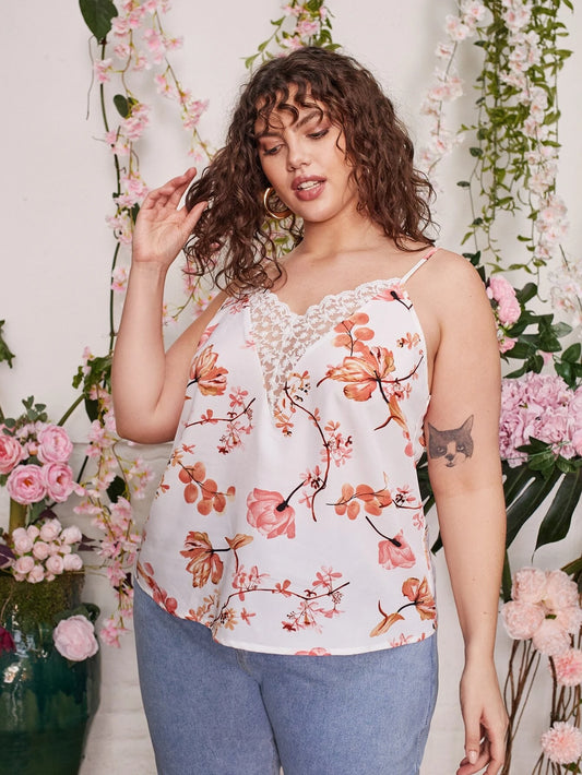 Floral Print Lace Design Cami