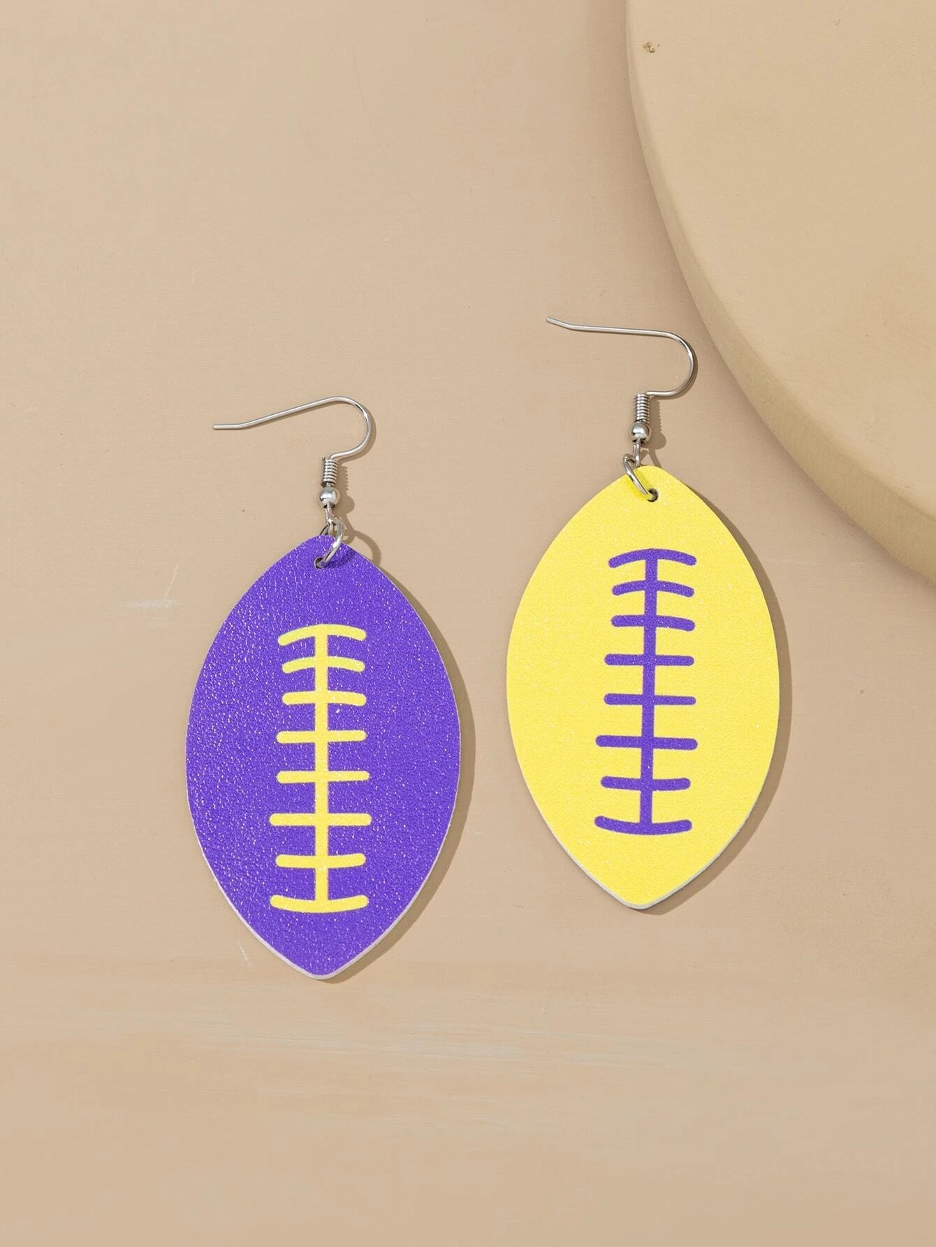 Blue & Yellow Reversible Football Earrings