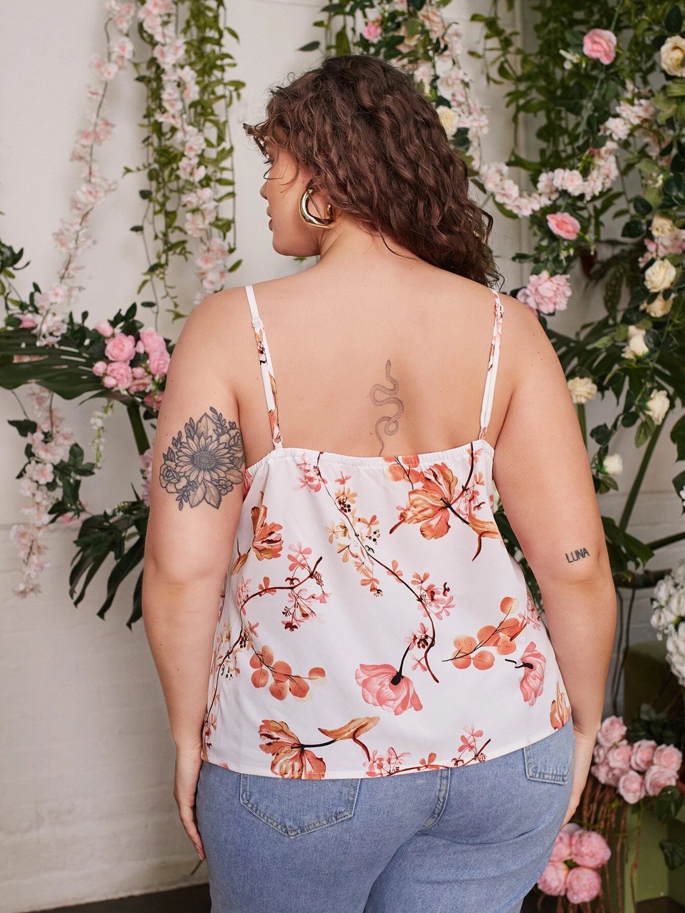 Floral Print Lace Design Cami