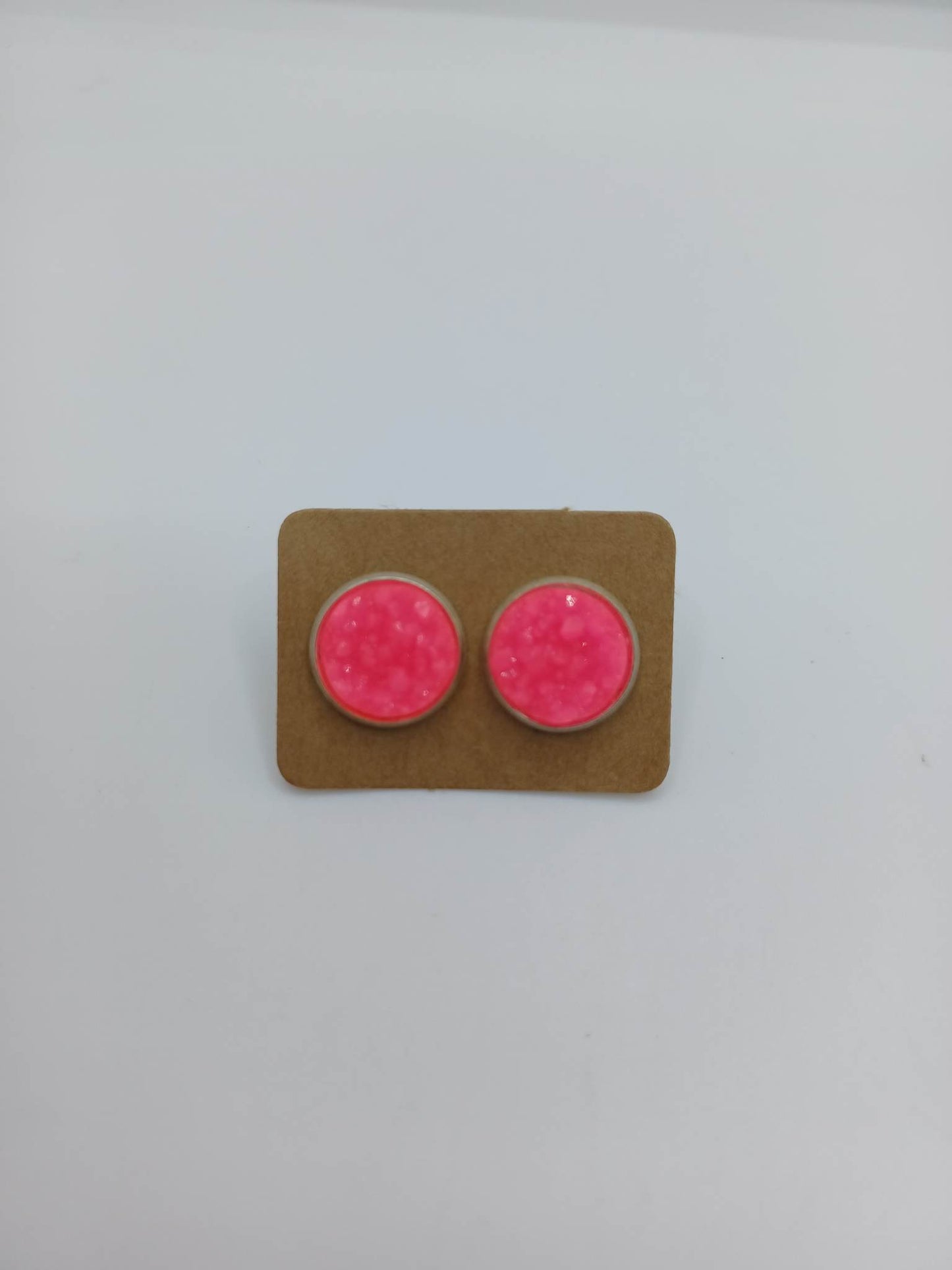 Hot Pink Druzy Style Earrings