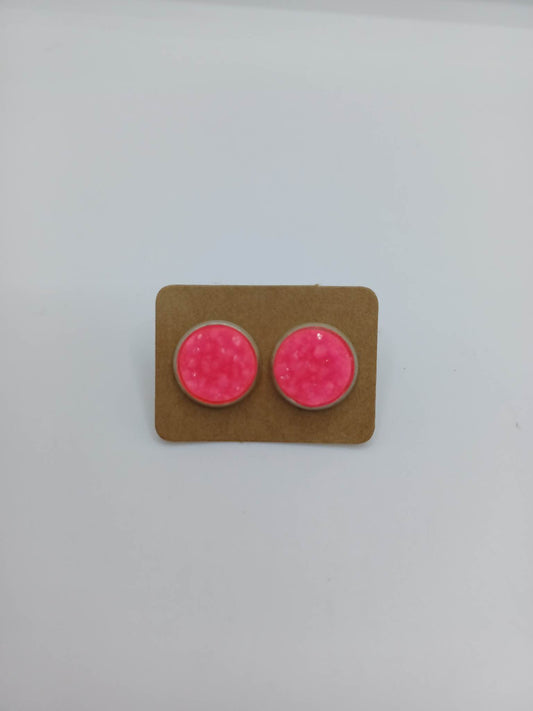 Hot Pink Druzy Style Earrings