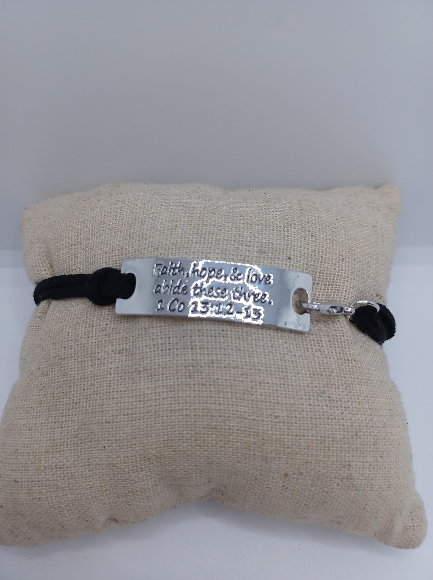 Faith Hope & Love abide these three 1 Cor 13:12-13 Inspirational Bracelet