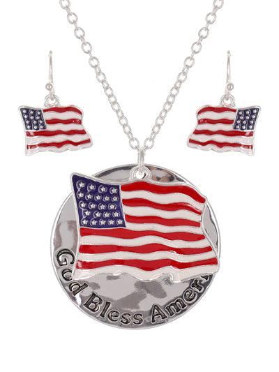 God Bless America Necklace & Matching Earring Set