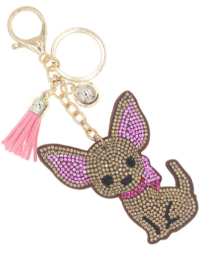 Rhinestone Chihuahua Keychain w/ Lanyard Attachment