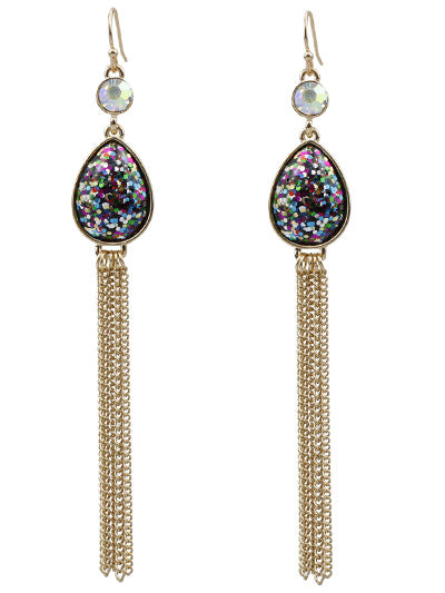 Teardrop Glitter Tassel Style Earrings