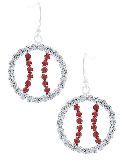Rhinestone Baseball Earrings