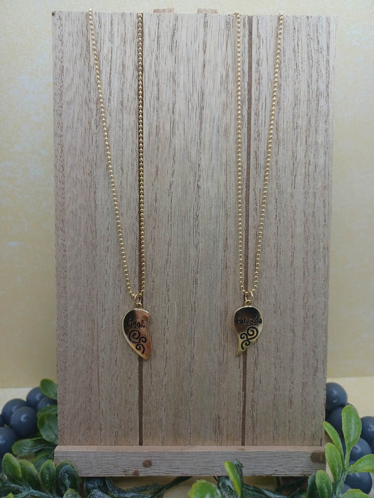 Gold Best Friends Heart Shaped Necklace Set