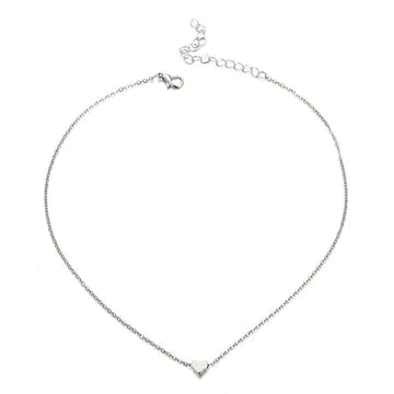 Dainty Silver Necklace with Heart Pendant