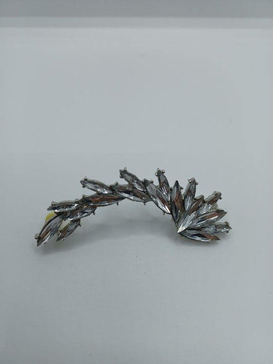 Silver Ear Crawler Single Earring w/ Rhinestones