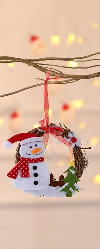 Snowman Wooden Wreath Decoration