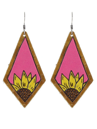 Wooden Sunflower Earrings